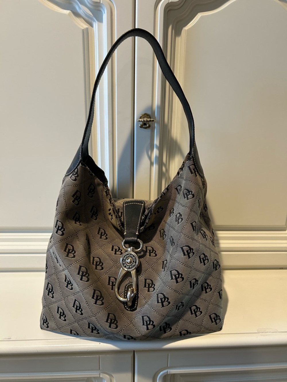 Dooney & Bourke Gray Logo Hobo Shoulder Bag